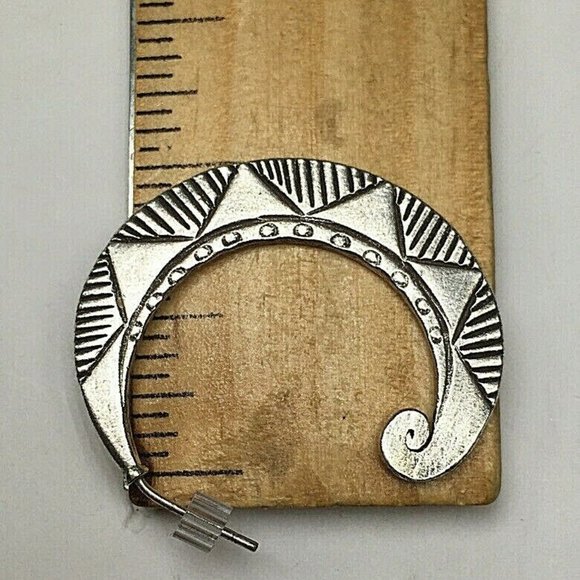 Abstract Brushed Sterling Silver Earrings - Picture 12 of 12